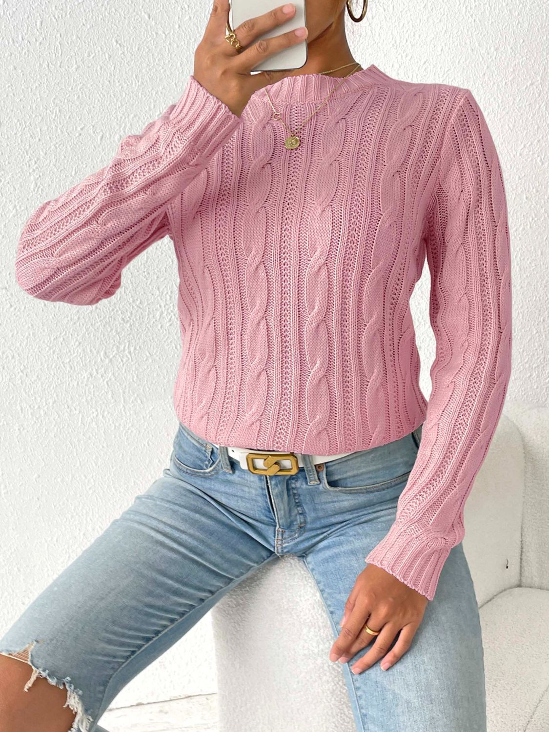 Cable-Knit Round Neck Sweater CMP