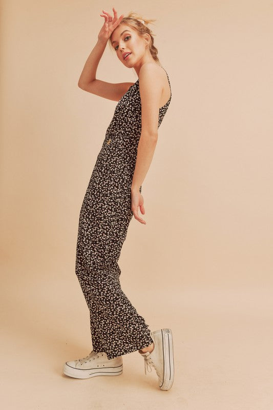 Ditsy Floral Surplice Sleeveless Wide Leg Jumpsuit CMP
