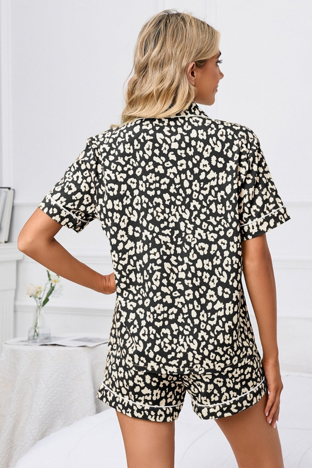 Leopard Short Sleeve Top and Shorts Lounge Set Plus Size CMP