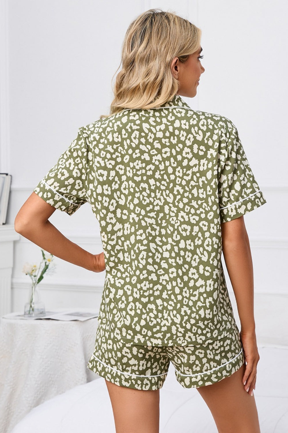 Leopard Short Sleeve Top and Shorts Lounge Set Plus Size CMP