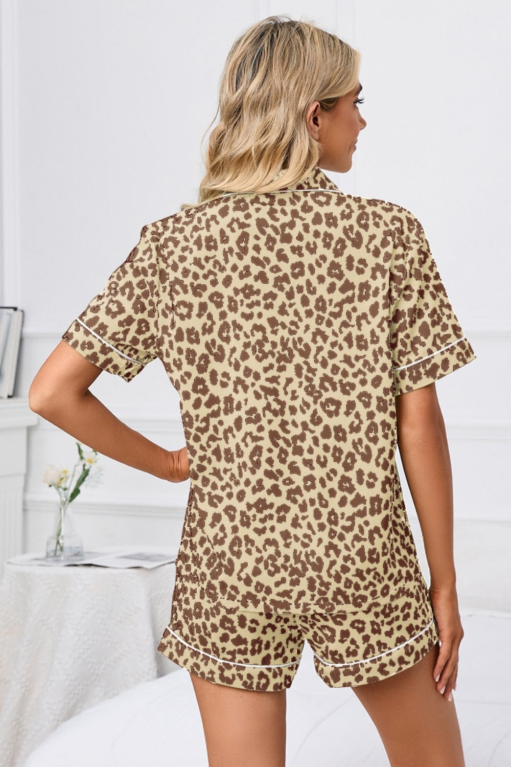 Leopard Short Sleeve Top and Shorts Lounge Set Plus Size CMP