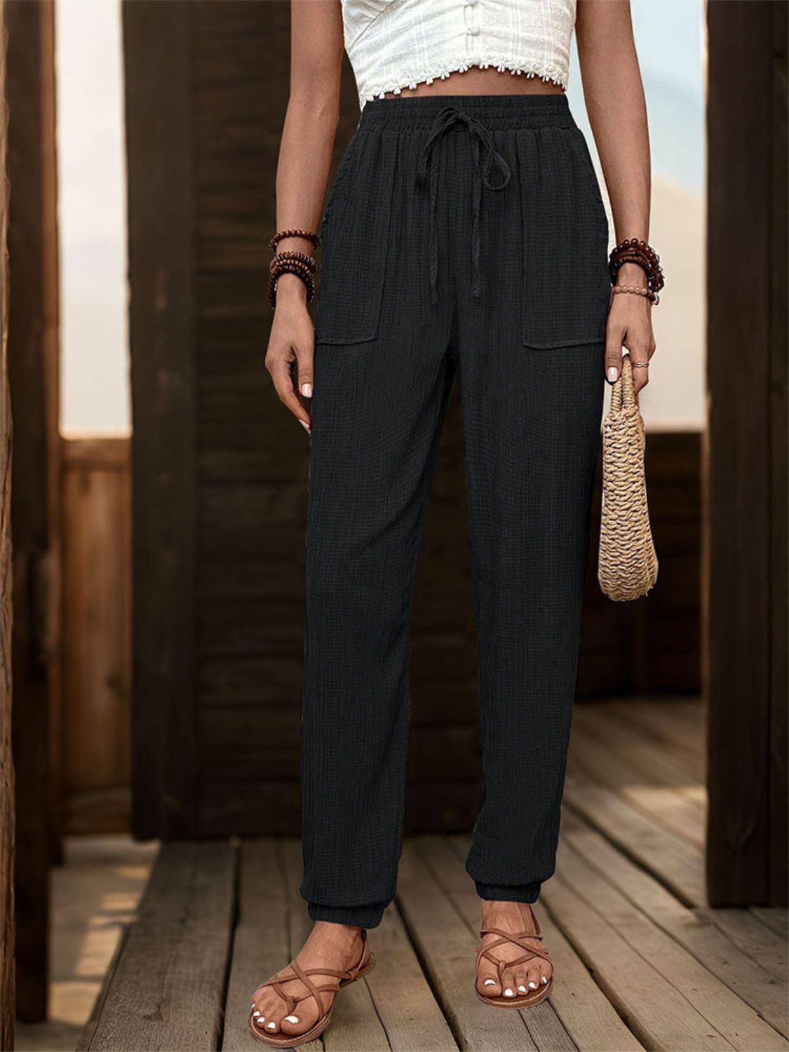 Perfee Textured High Waist Joggers CMP