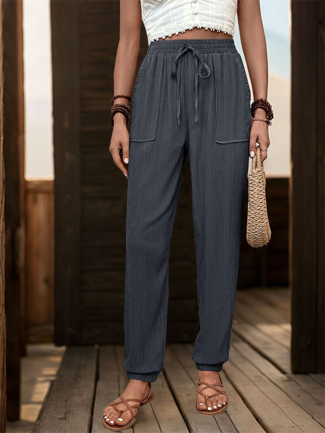 Perfee Textured High Waist Joggers CMP