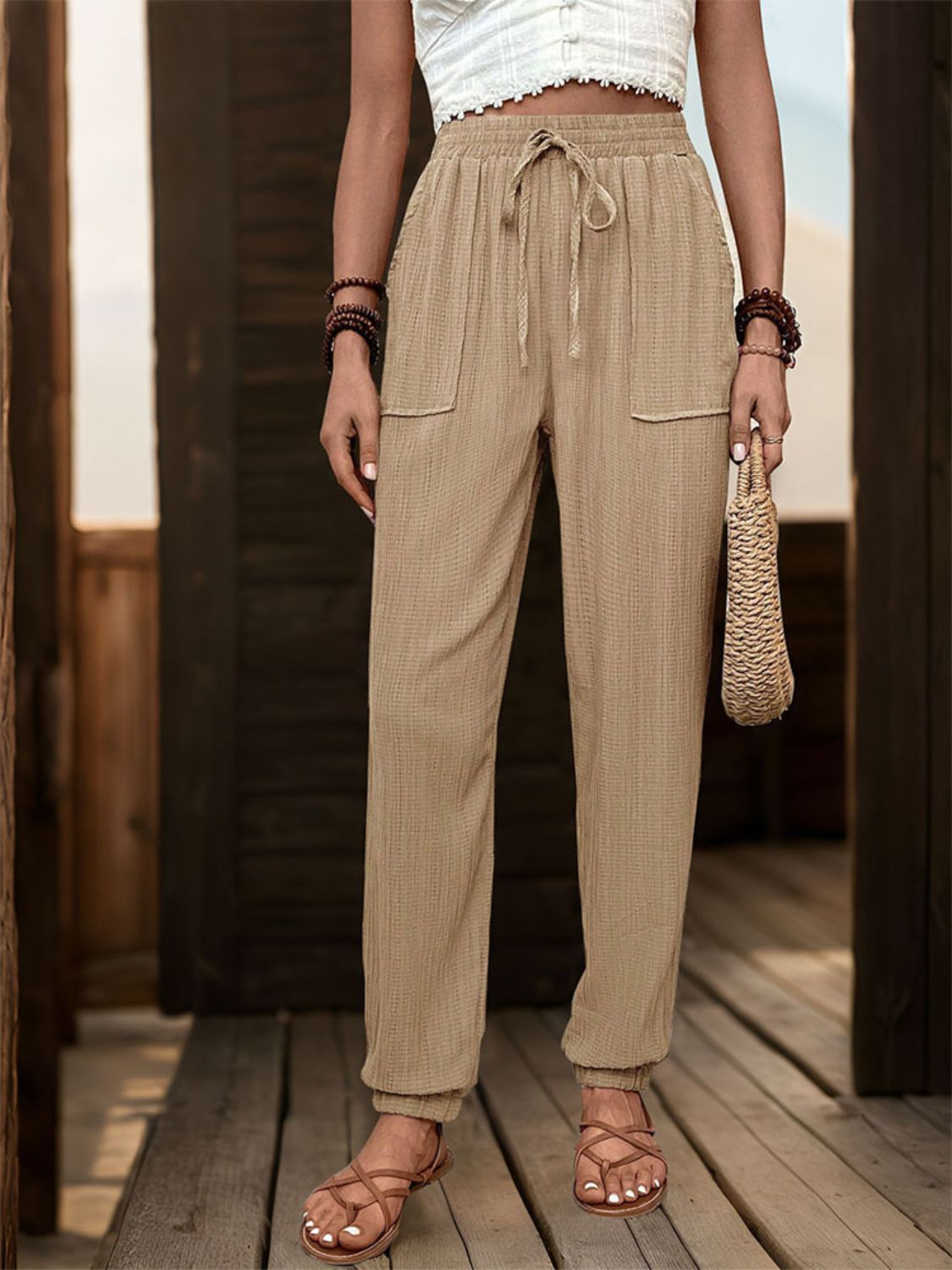 Perfee Textured High Waist Joggers CMP