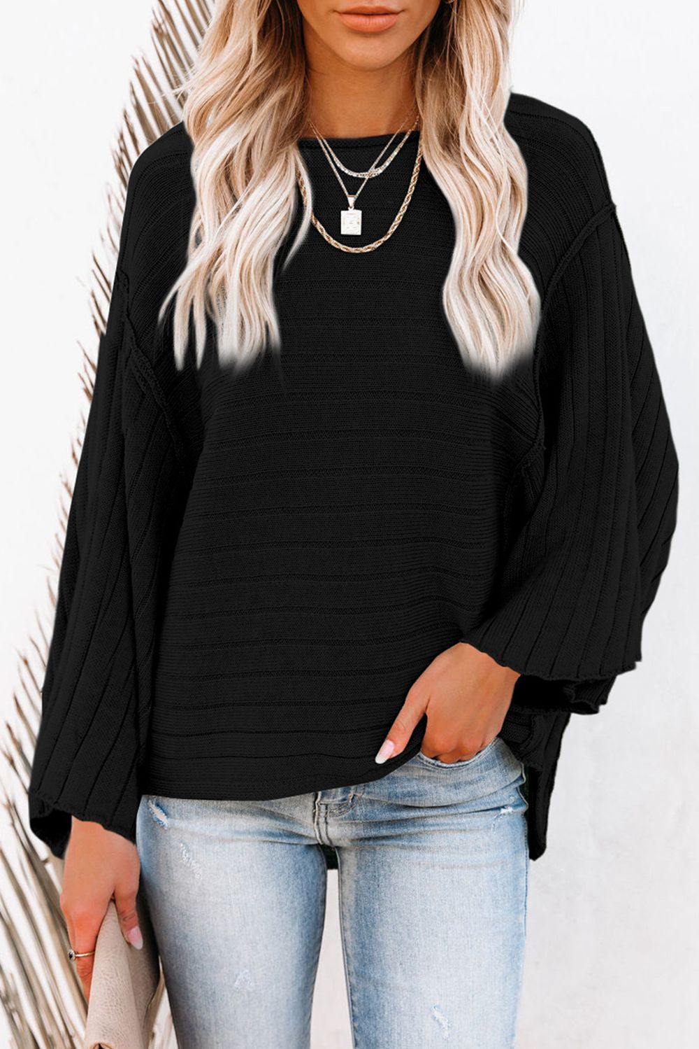Round Neck Long Sleeve Knit Top CMP