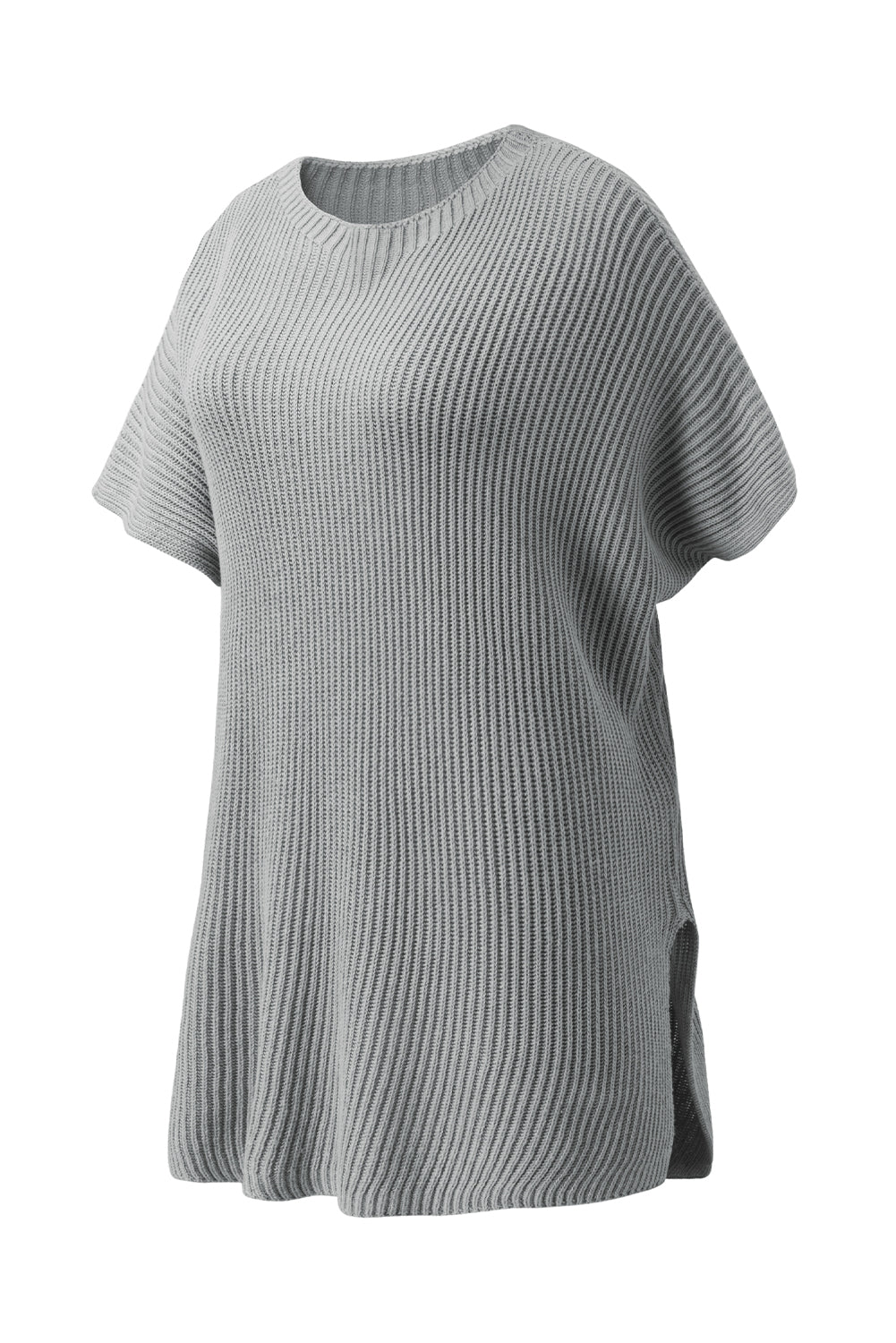 Slit Round Neck Short Sleeve Knit Top CMP