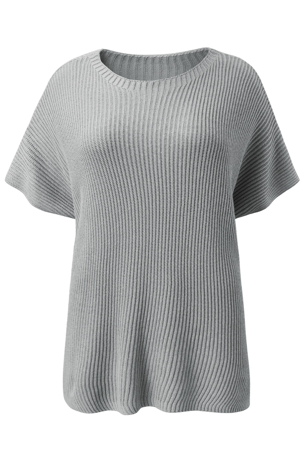Slit Round Neck Short Sleeve Knit Top CMP