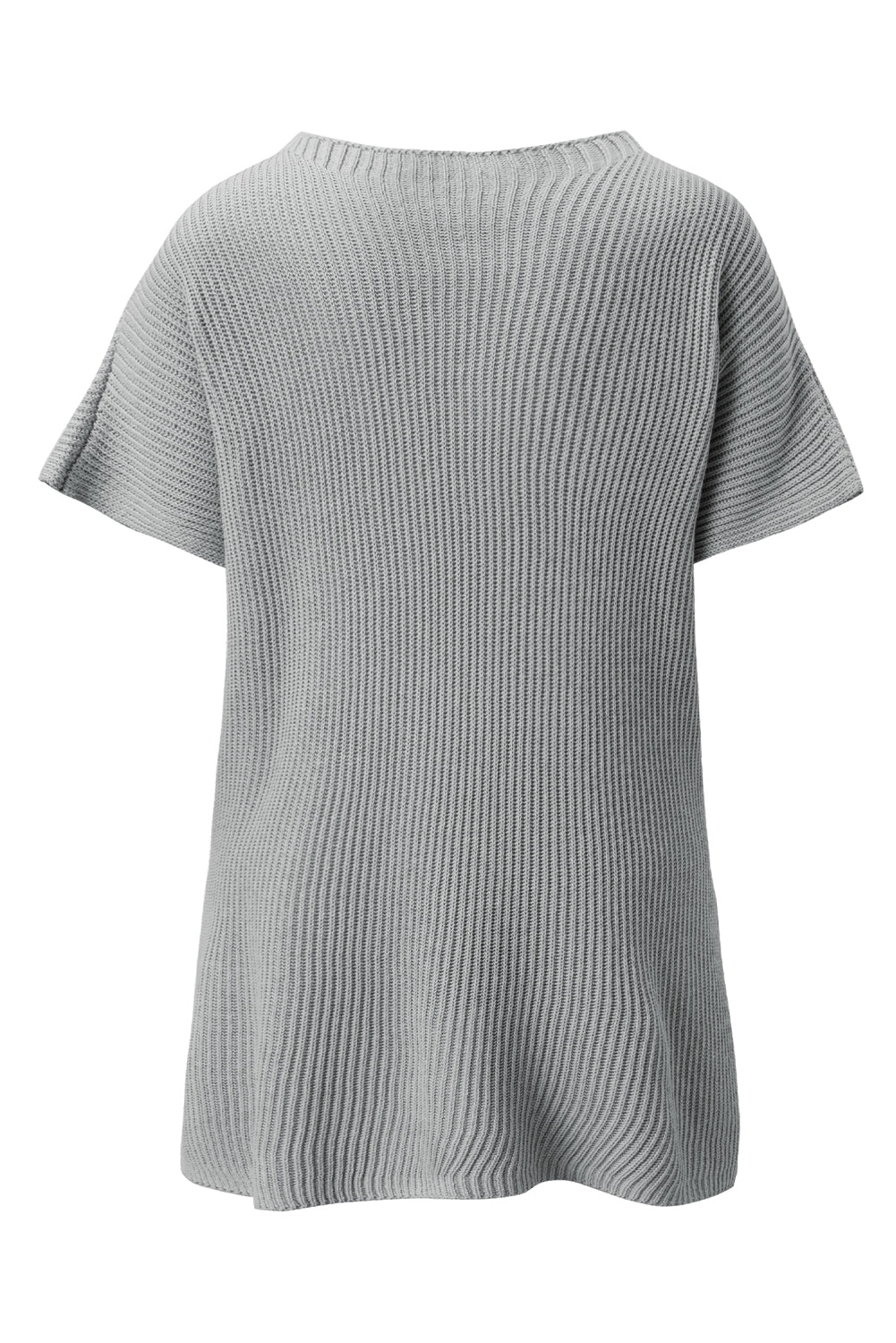 Slit Round Neck Short Sleeve Knit Top CMP