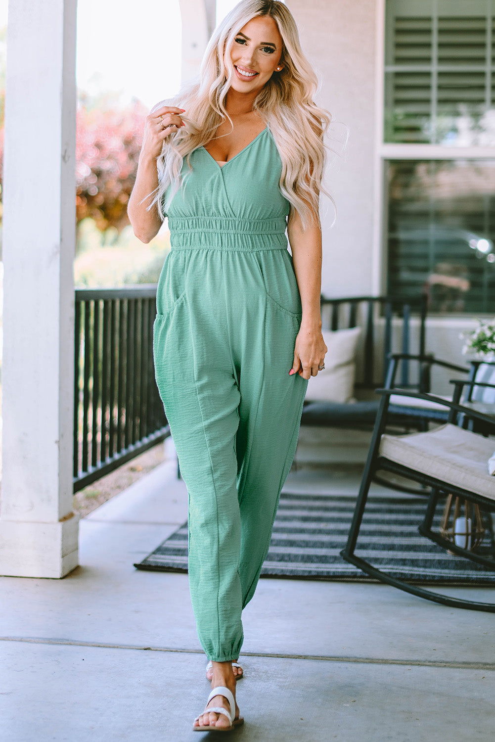 Spaghetti Strap V-Neck Jumpsuit with Pockets CMP
