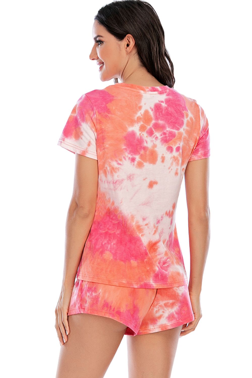 Tie-Dye Round Neck Short Sleeve Top and Shorts Lounge Set CMP