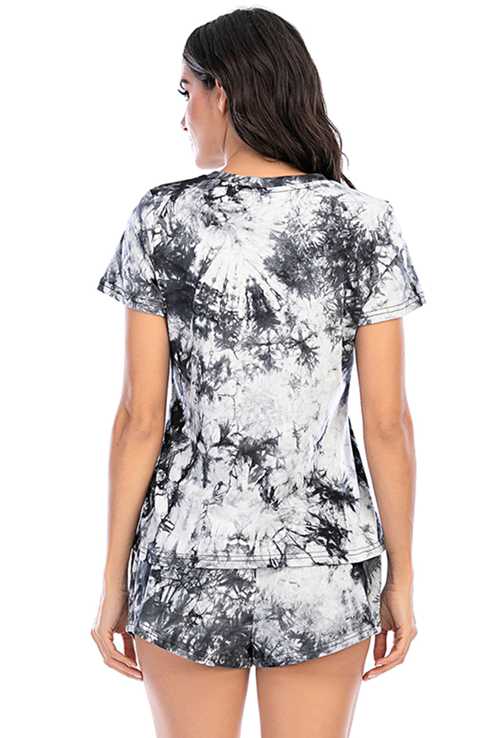 Tie-Dye Round Neck Short Sleeve Top and Shorts Lounge Set CMP