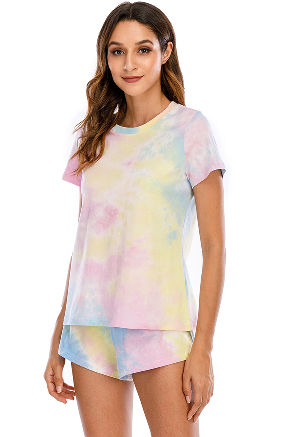 Tie-Dye Round Neck Short Sleeve Top and Shorts Lounge Set CMP