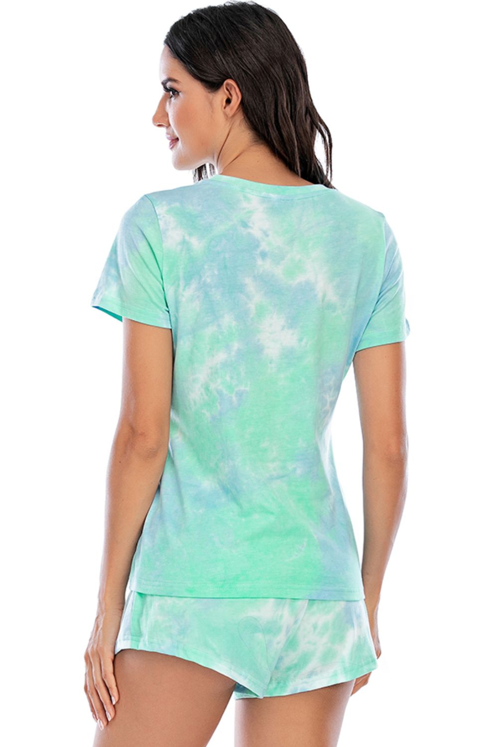 Tie-Dye Round Neck Short Sleeve Top and Shorts Lounge Set CMP