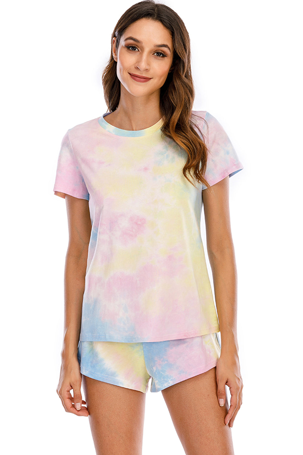 Tie-Dye Round Neck Short Sleeve Top and Shorts Lounge Set CMP