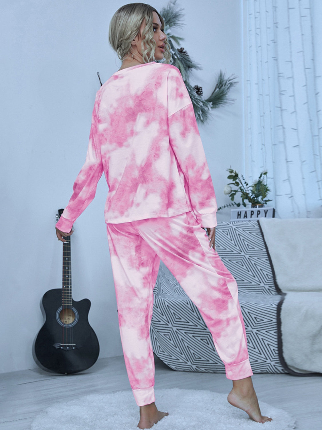Tie-Dye Round Neck Top and Pants Lounge Set CMP