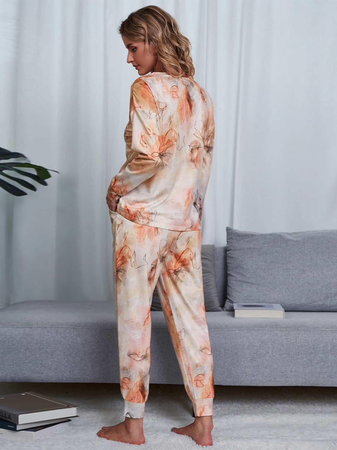 Tie-Dye Round Neck Top and Pants Lounge Set CMP