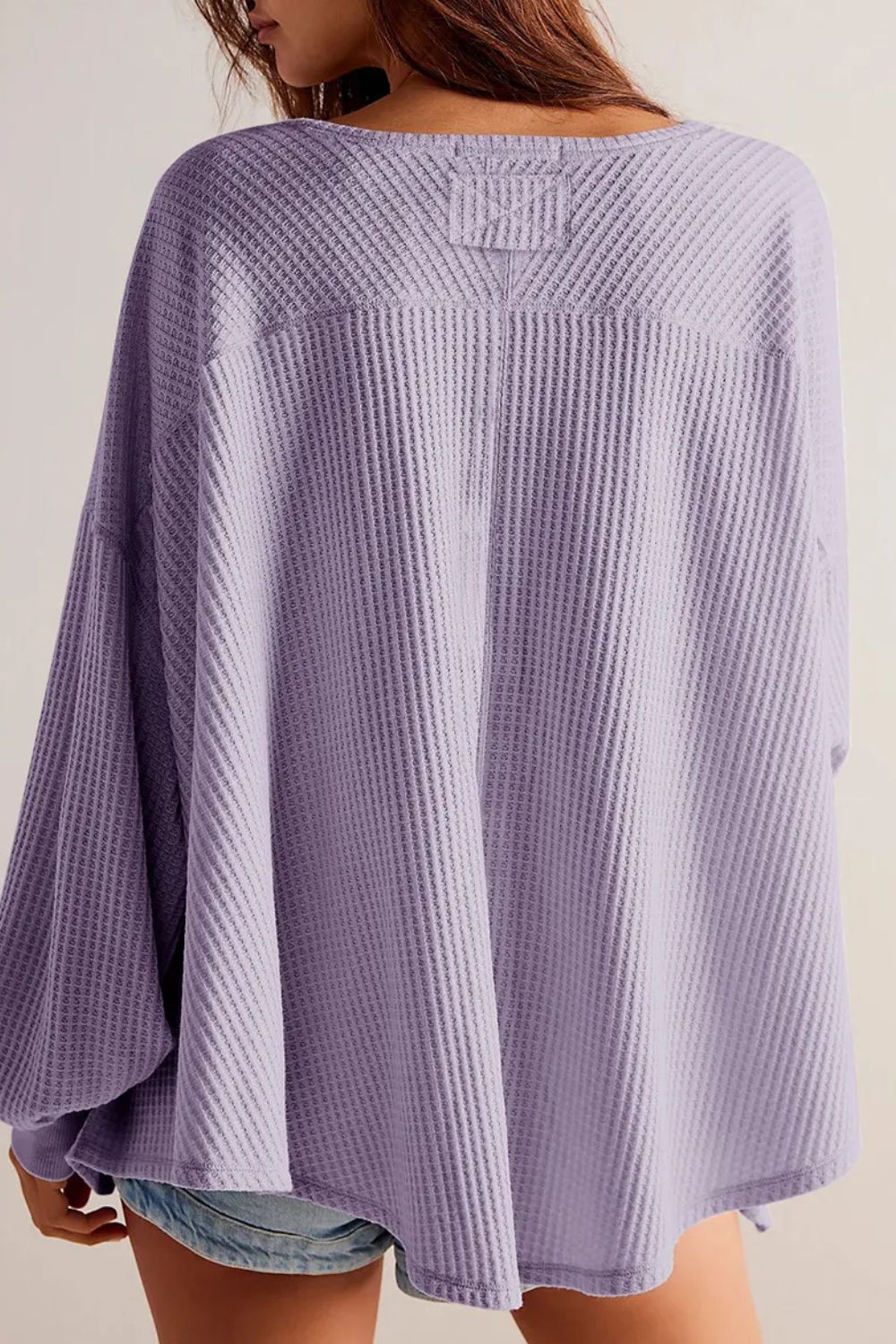 Waffle-Knit V-Neck Long Sleeve Top CMP
