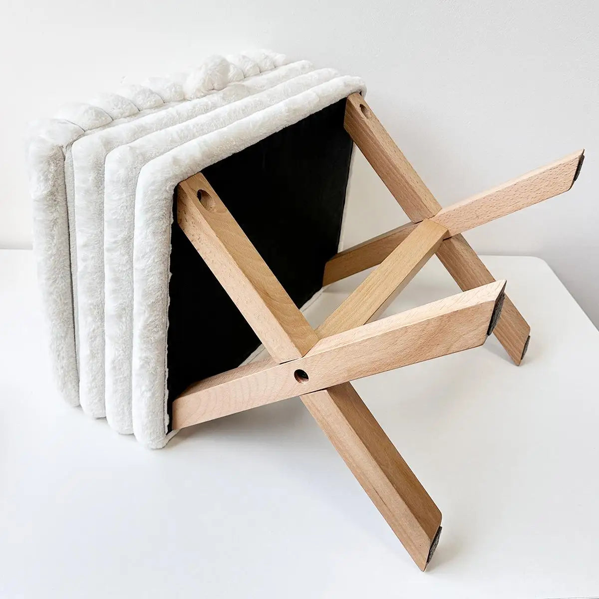 Vanity Stool with Wooden X Legs