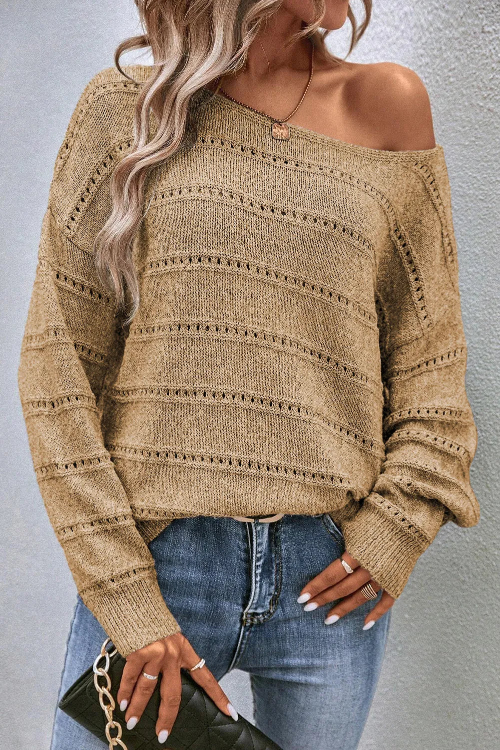 Boat Neck Dropped Shoulder Sweater CMP