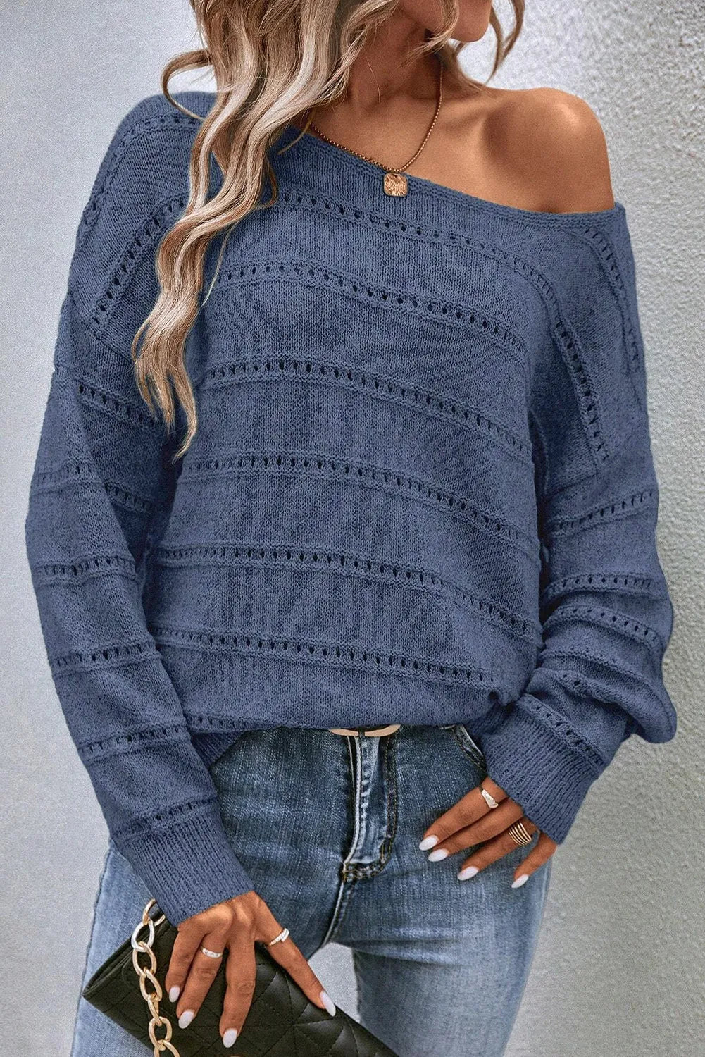 Boat Neck Dropped Shoulder Sweater CMP