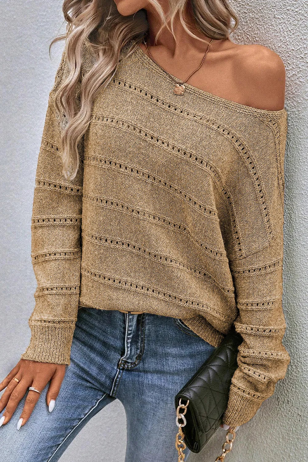 Boat Neck Dropped Shoulder Sweater CMP