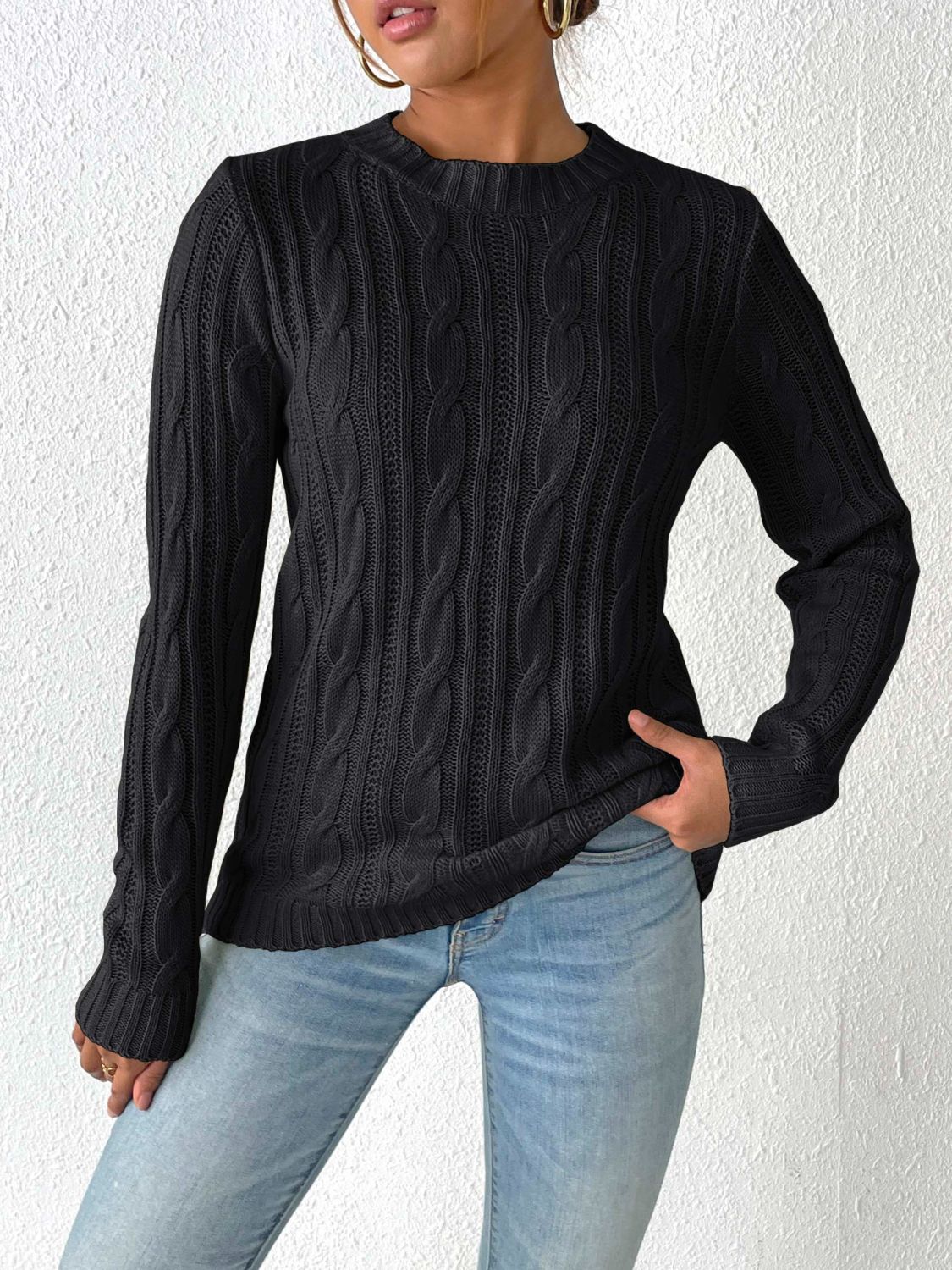 Cable-Knit Round Neck Sweater CMP