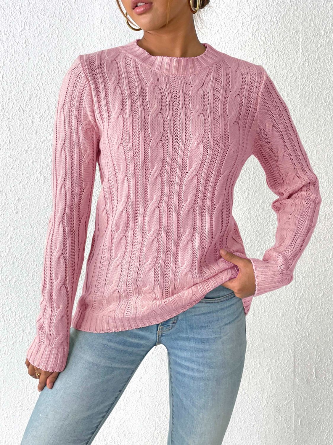 Cable-Knit Round Neck Sweater CMP
