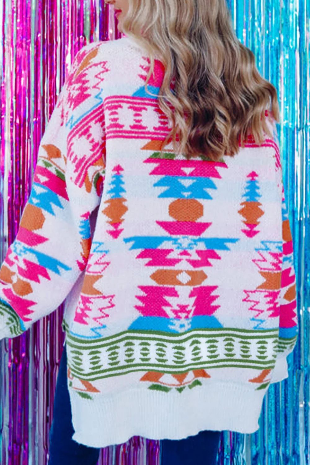 Geometric V-Neck Long Sleeve Sweater CMP