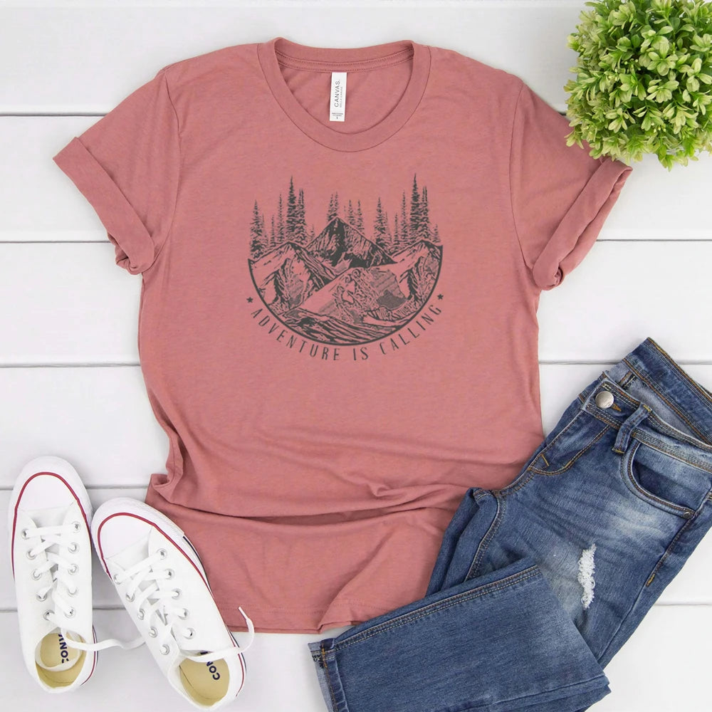 Adventure Is Calling Mountain Themed T-Shirt