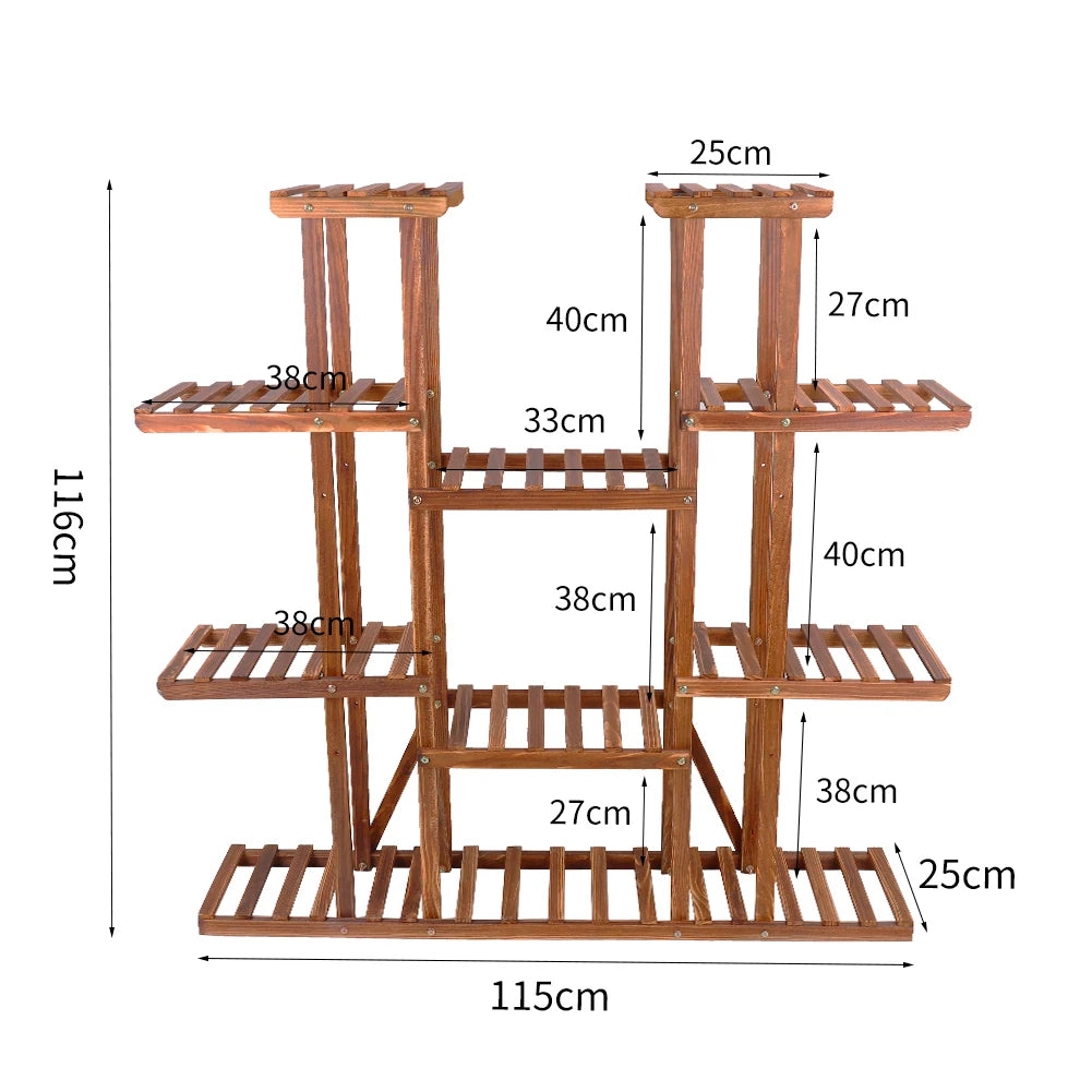 46in Wooden Plant Stand With 16 Display Storage Shelves