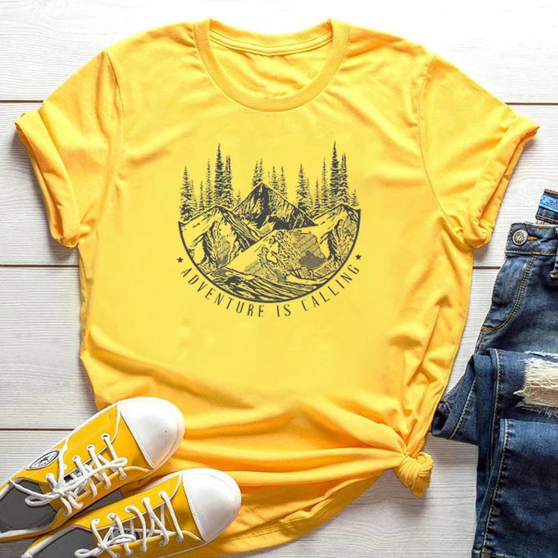 Adventure Is Calling Mountain Themed T-Shirt