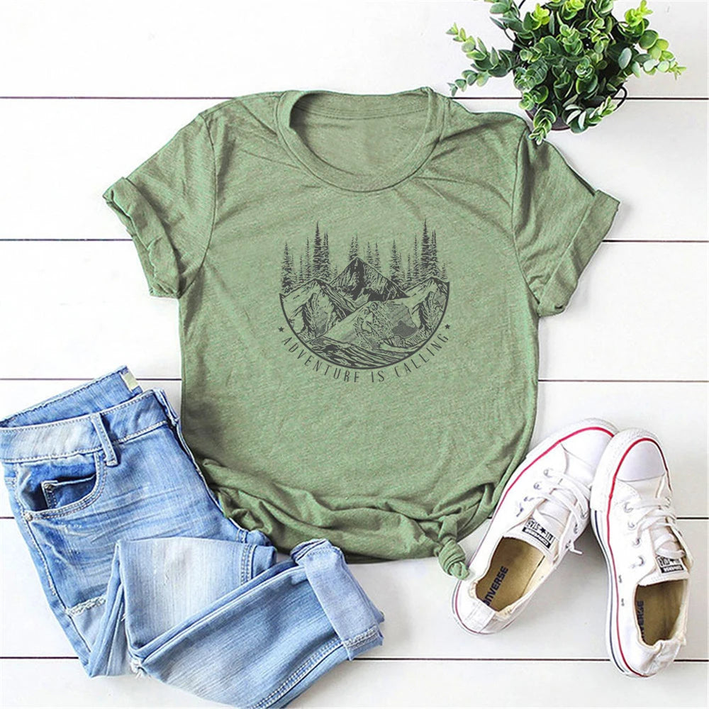 Adventure Is Calling Mountain Themed T-Shirt