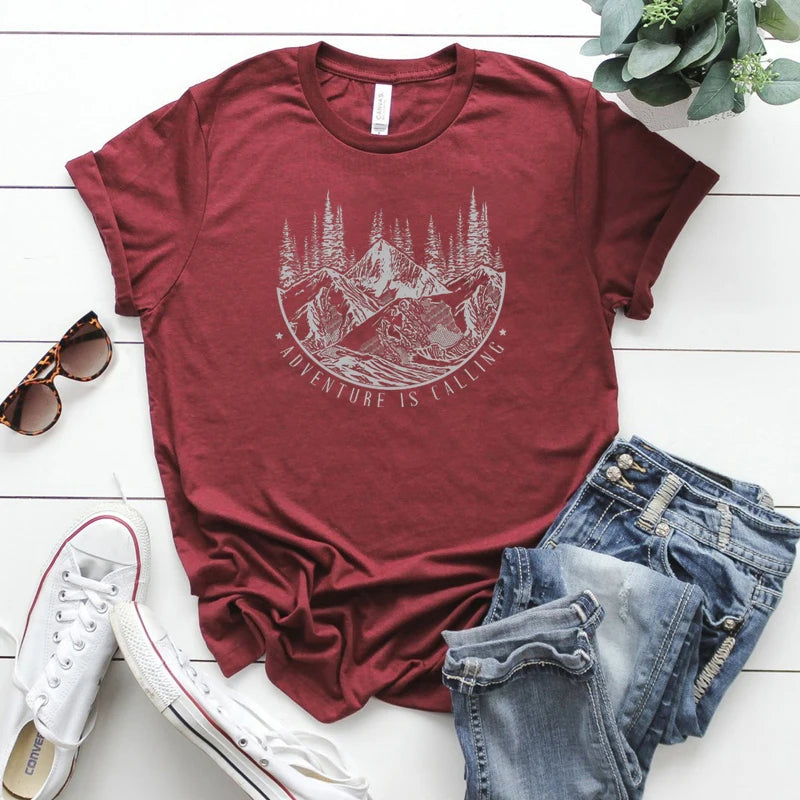 Adventure Is Calling Mountain Themed T-Shirt