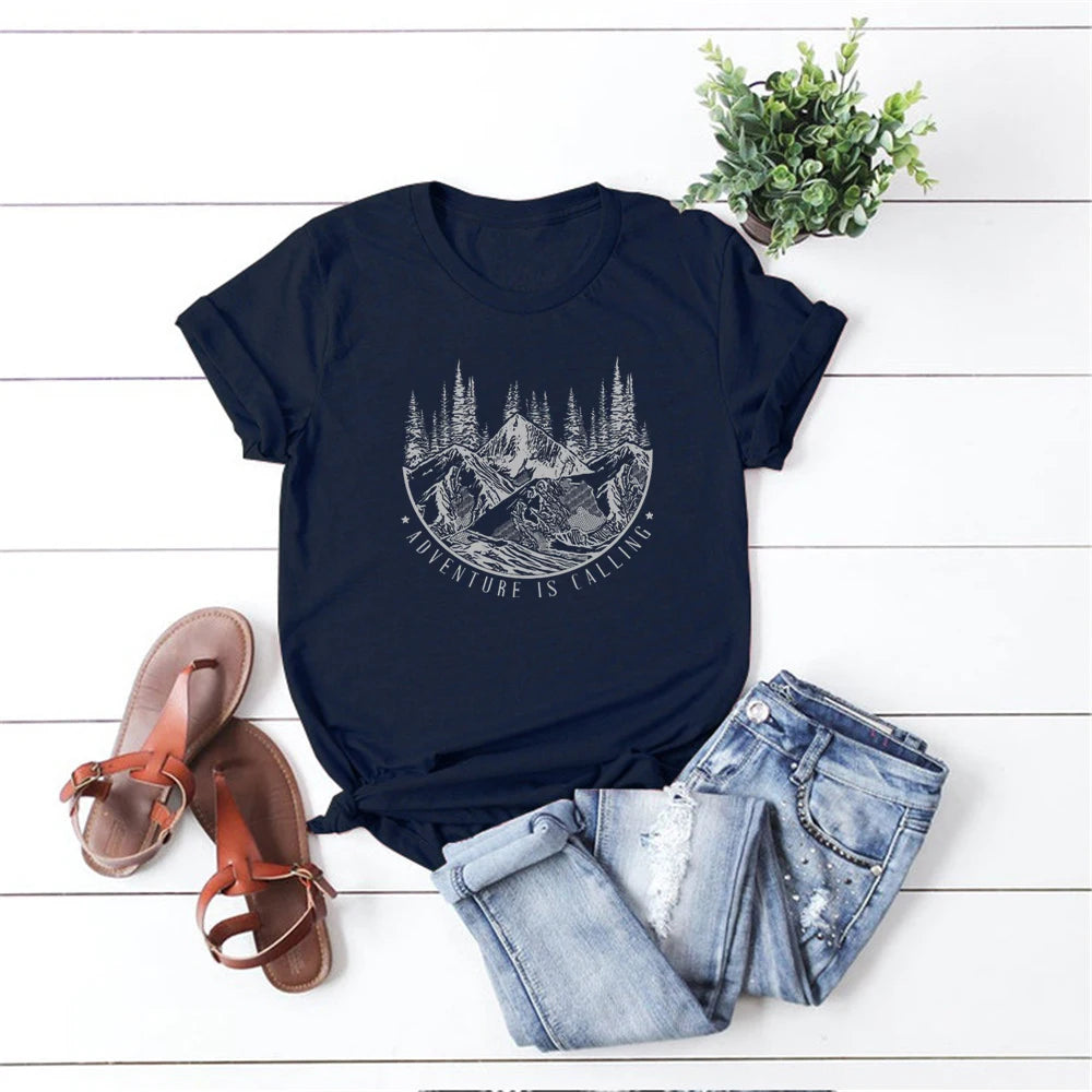 Adventure Is Calling Mountain Themed T-Shirt