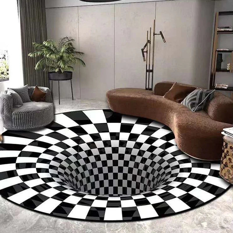 Black&White 3D Stereo Vision Area Rug