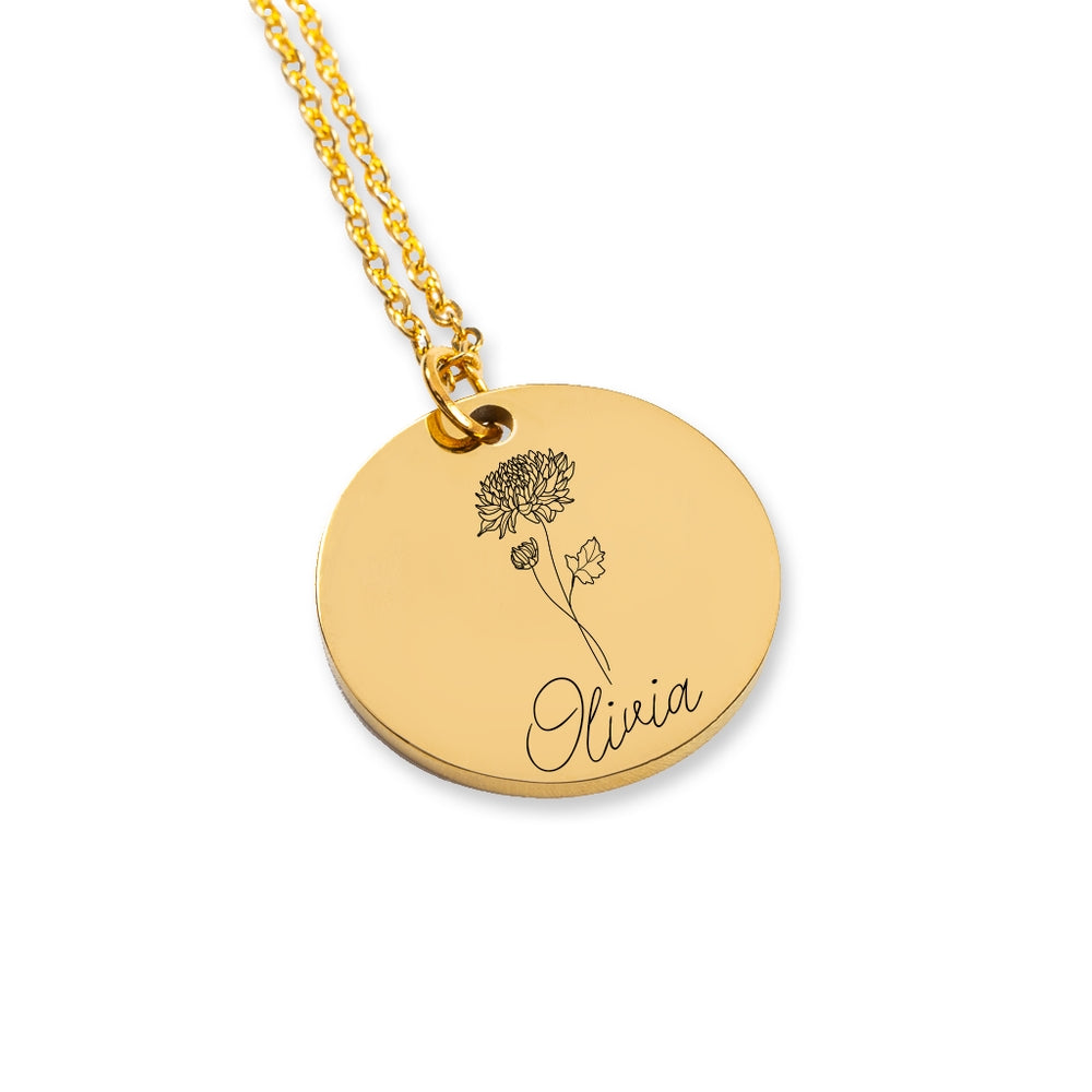 Name & Birth Flower Necklace CMP