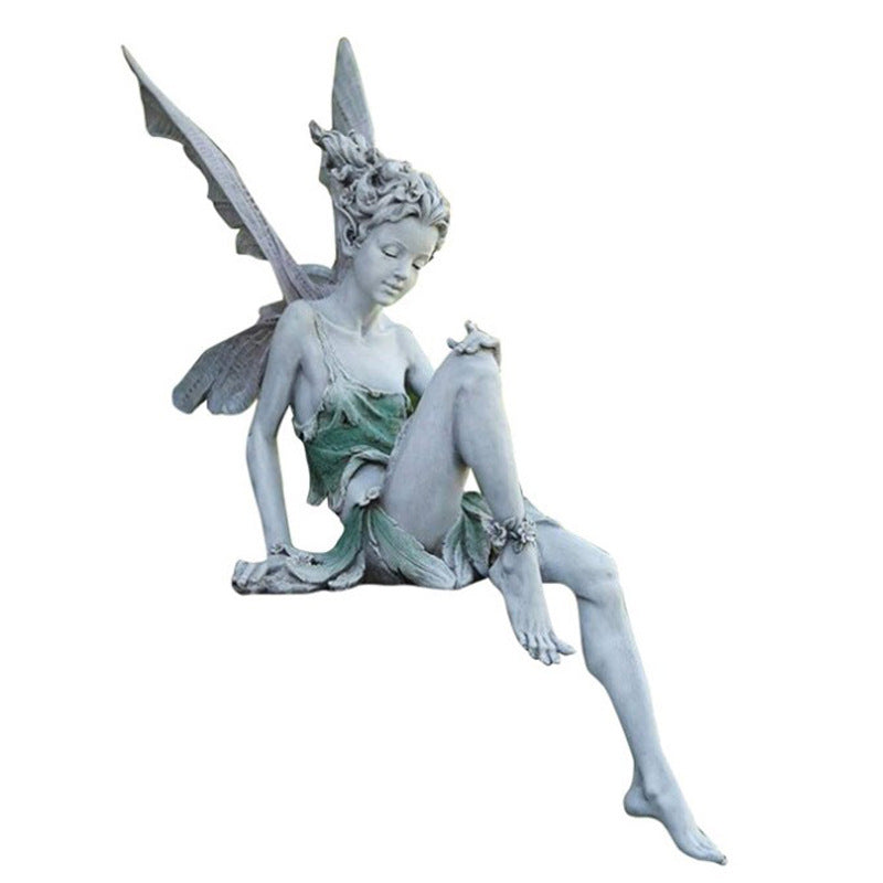 Resin Crafts Flower Fairy Garden Ornaments Turek Sitting Fairy Statue CMP