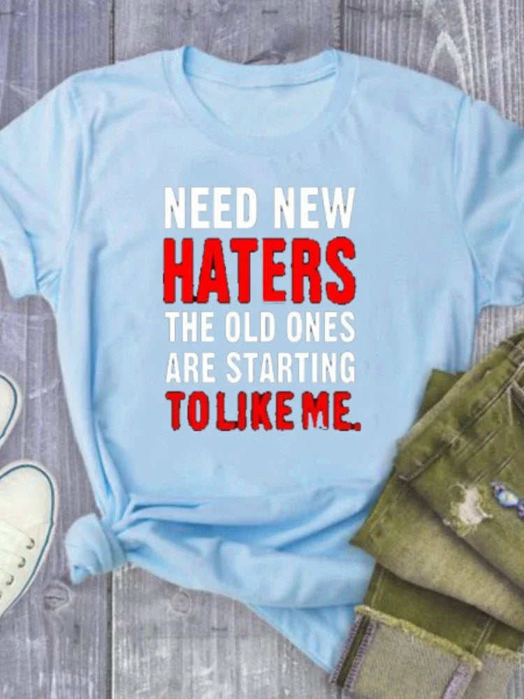 Need New Haters Letter Print T-Shirt