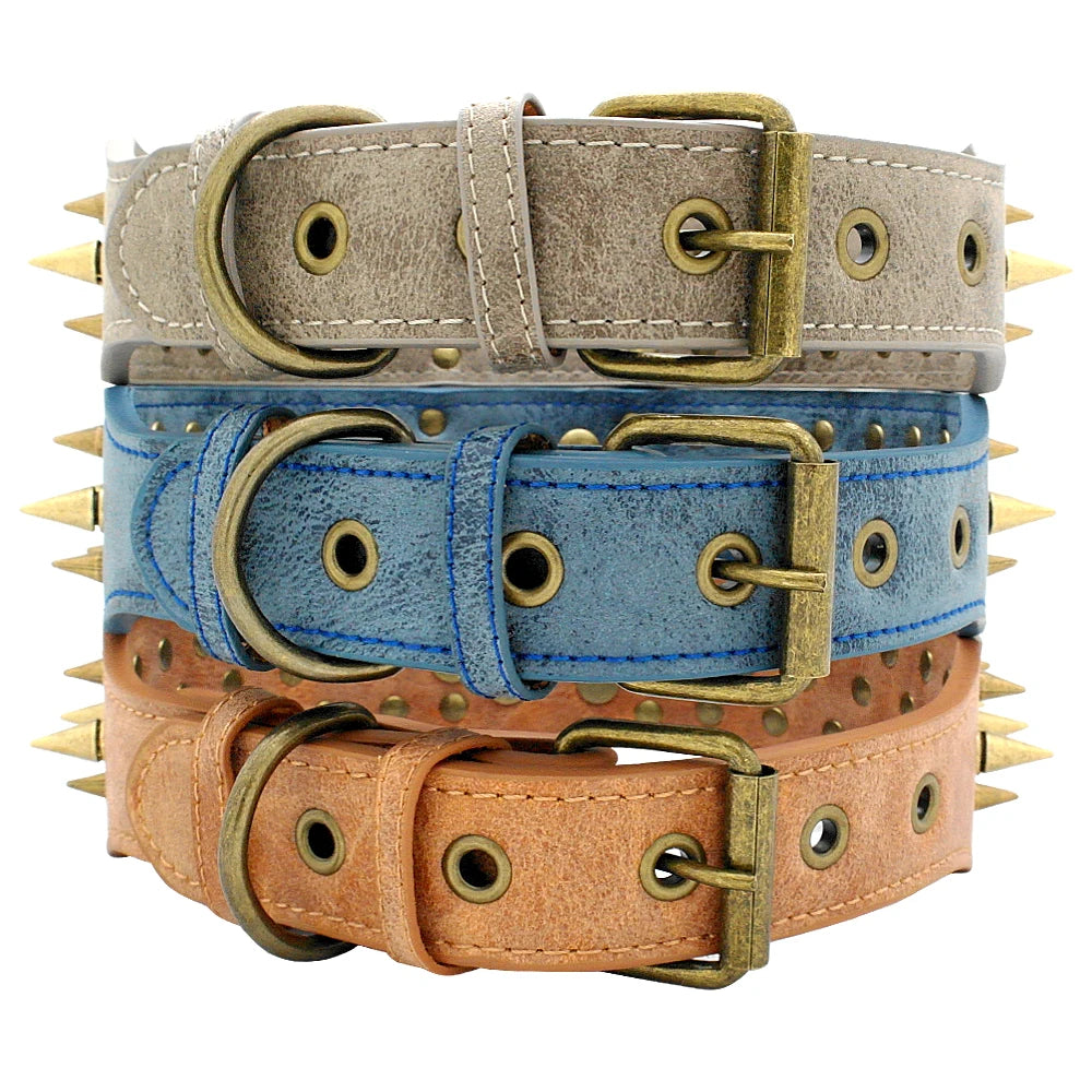 Spiked Studded Leather Collars M/L