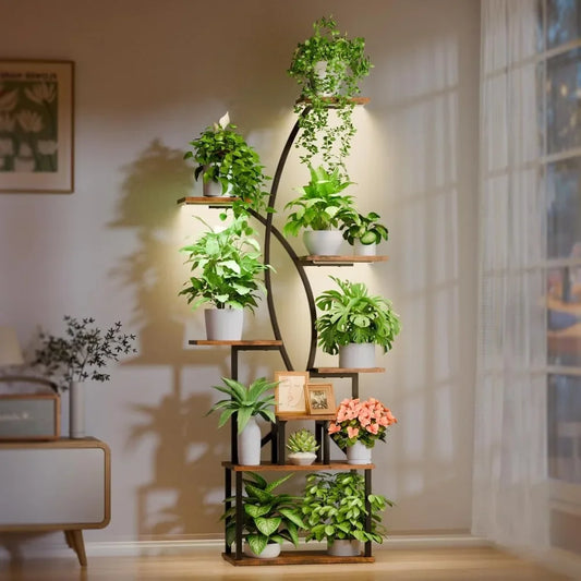 65" 8 Tiered Plant Stand With Grow Light