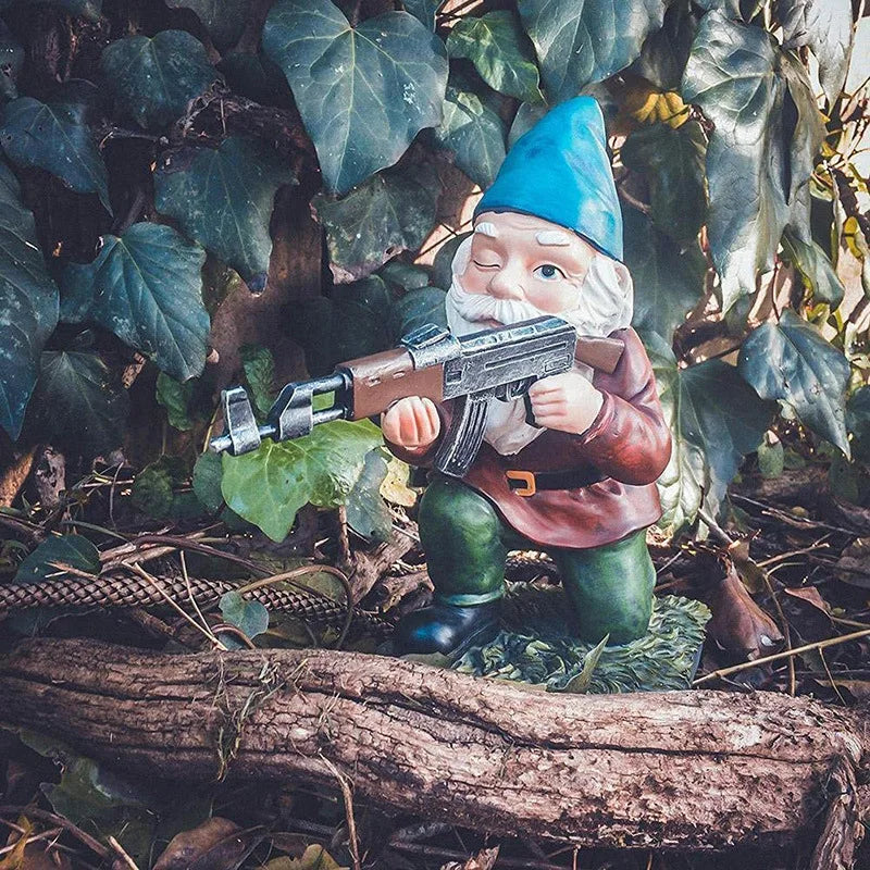 Funny Army Gnome Garden Statue