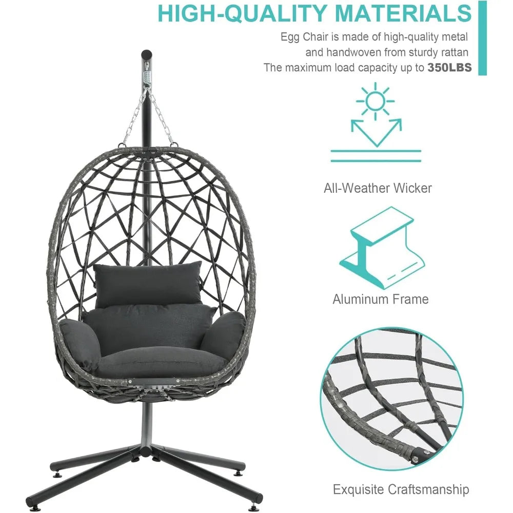 Patio Hanging Egg Chair with Stand