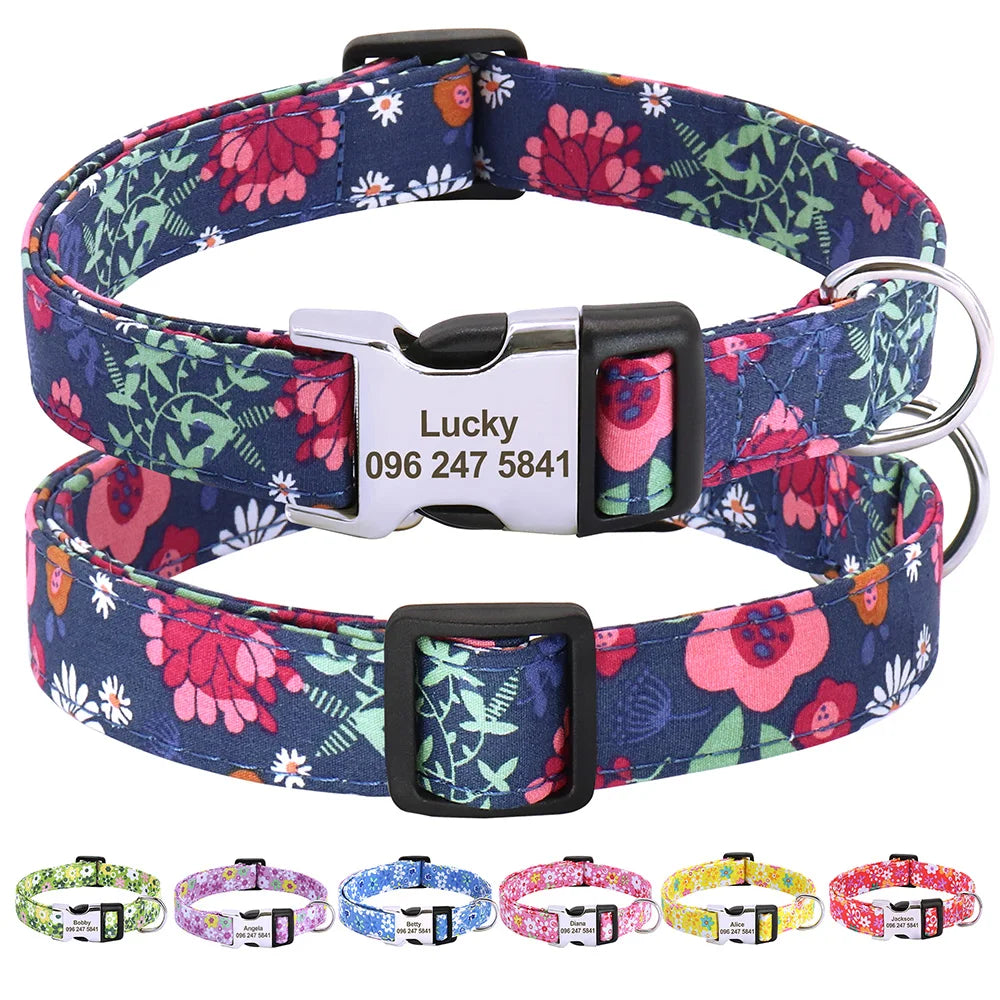 Floral Printed Custom Dog Collars