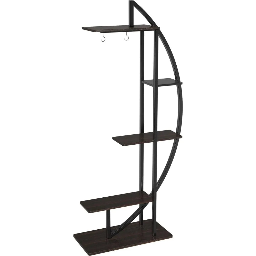 71" Metal Flower Stand With 4 Hanging Hooks