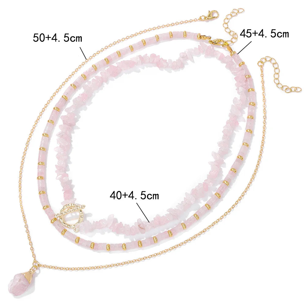 Assorted Multi Layer Natural Stone 3Pc Necklace Sets