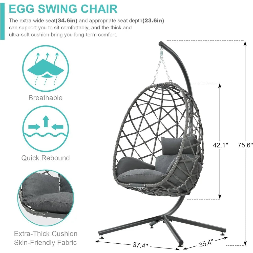 Patio Hanging Egg Chair with Stand