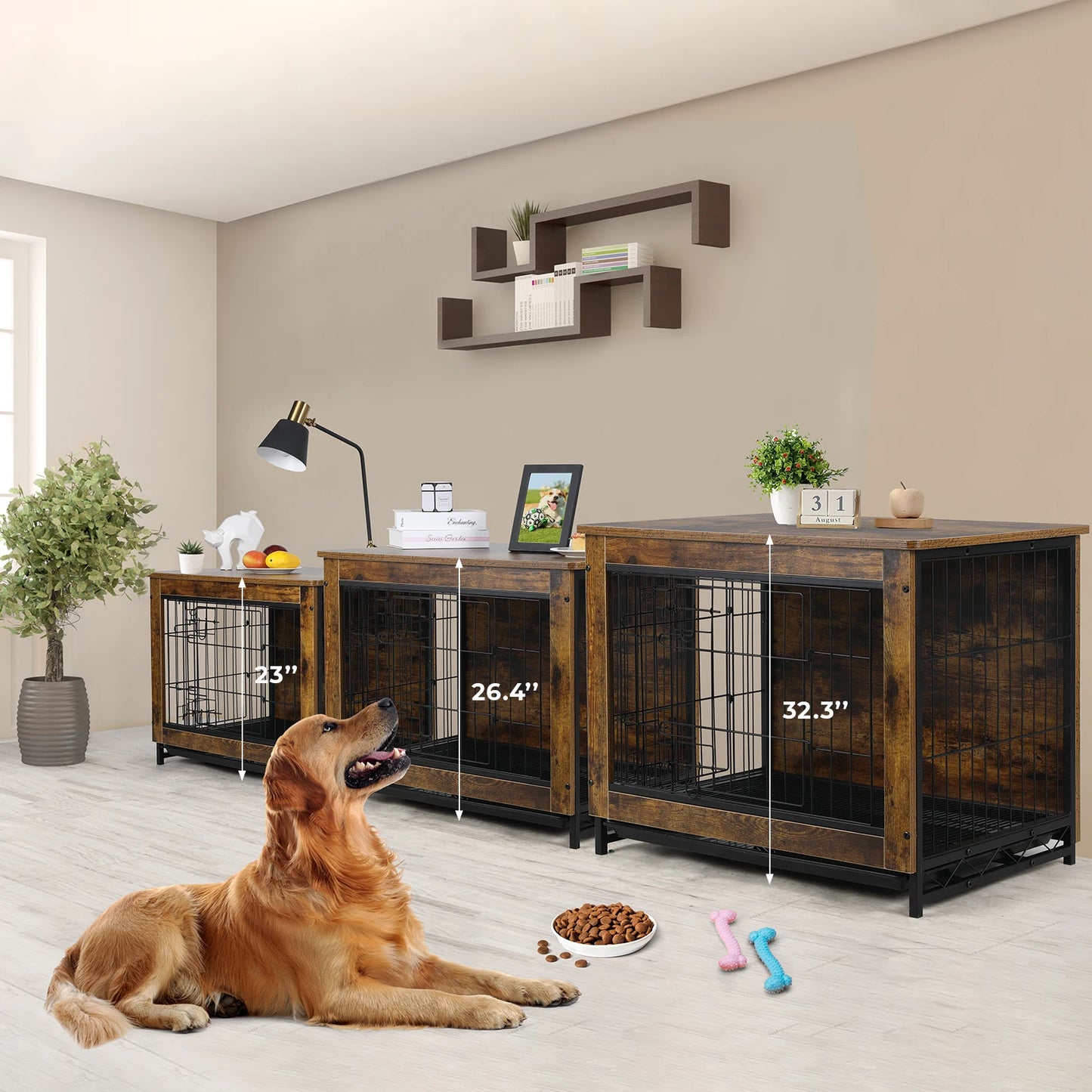 Wooden Side End Table Modern Dog Kennel