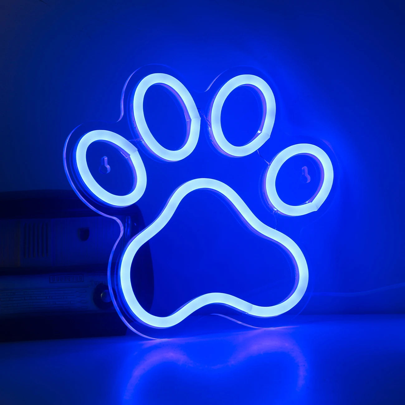 Neon Paw Print Sign