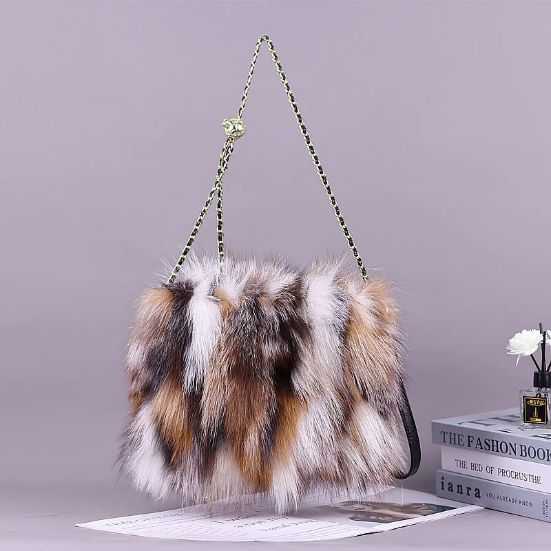 Fox Fur Adjustable Cross Body Bags