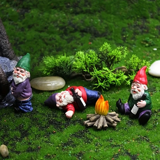 4pc Drunk Dwarf Statue Ornaments